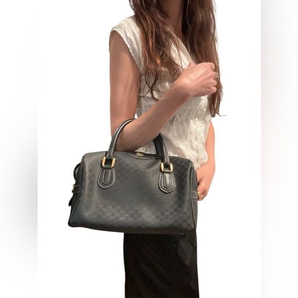 Gucci Black micro Gg Boston with Gold Accents - Picture 14 of 16